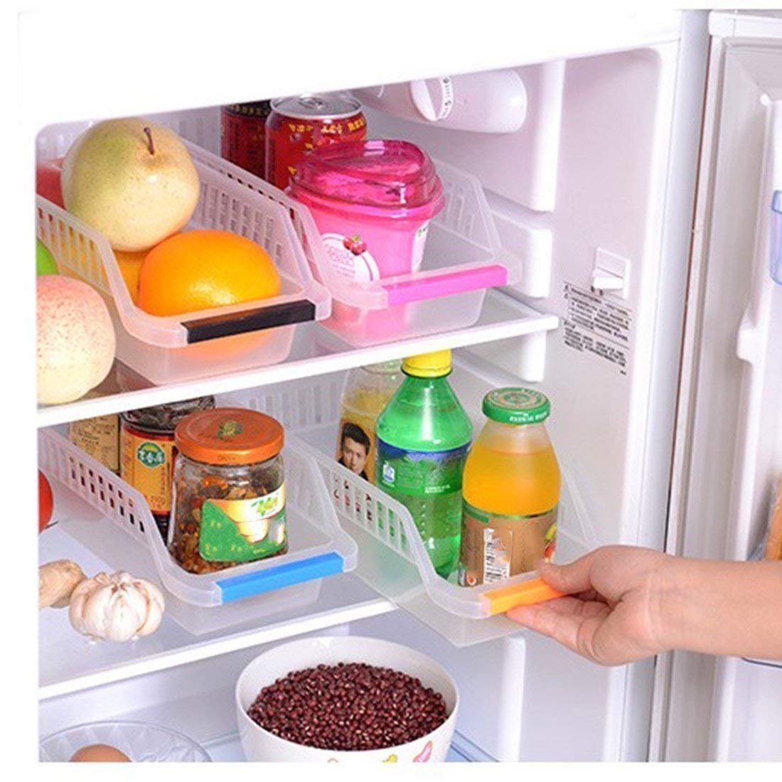 Inditradition Space Saver Fridge Organizer Bins | Stackable Refrigerator Food Storage Organizer, Food Grade Plastic (Pack Of 8)